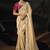beige silk blend saree with cutdana border & embroidered blouse