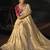 beige silk blend saree with cutdana border & embroidered blouse