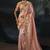 peach silk blend saree with floral embroidered scalloped border