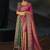 rani pink & green silk blend half-and-half saree with zardozi border