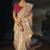 beige silk blend saree with floral zardozi border & magenta blouse