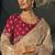 beige silk blend saree with floral zardozi border & magenta blouse