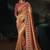 copper gold silk blend saree with red zardozi border