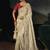 cream silk blend saree with zardozi border & red blouse