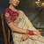 cream silk blend saree with zardozi border & red blouse