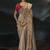 grey silk blend saree with gold border & contrast blouse