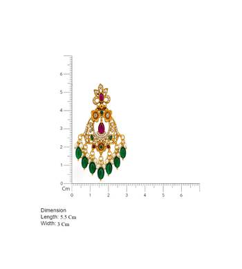 Gold plated ruby green beaded pearl chandbali earrings for women 4