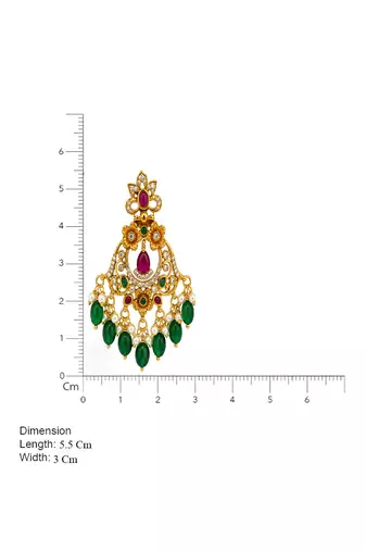 Gold plated ruby green beaded pearl chandbali earrings for women
