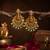 Gold plated lakshmi temple earrings with ruby green stones & pearl beads- green