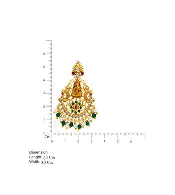 Gold plated lakshmi temple earrings with ruby green stones & pearl beads- green 4