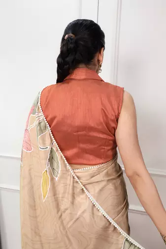 chiku festive & party wear digital printed satin saree with pearl border