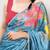 sky blue festive & party wear digital printed satin saree with pearl border