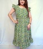 Cotton Green Kalamkari Handblock Printed Mid-Length kurti for Women