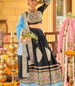 Navratri Black Mirror Work Lehenga Choli in Rayon