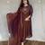 Brown chanderi embroidered kurta set