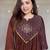 Brown chanderi embroidered kurta set