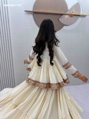 Navratri Cream Lehenga Choli in Cotton Poly 3