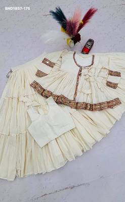 Navratri Cream Lehenga Choli in Cotton Poly 4