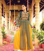 Navratri Yellow Mirror Work Lehenga Choli in Rayon