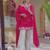 Hot-pink faux georgette embroidered palazzo set