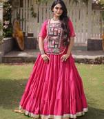 Navratri Pink Dori Detail Lehenga Choli in Cotton Poly