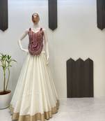 Navratri White Embroidered Lehenga Choli in Cotton Poly