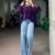Purple cotton poly embroidered  top