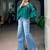 Green cotton poly embroidered  top
