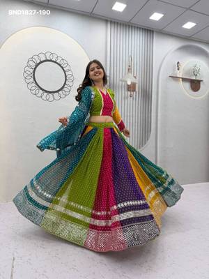 Navratri Multicolor Embroidered Lehenga Choli in Georgette 1