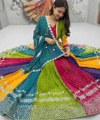 Navratri Multicolor Embroidered Lehenga Choli in Georgette 5