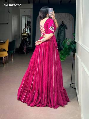 Navratri Pink Mirror Work Lehenga Choli in Georgette 4