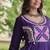 Purple cotton poly embroidered flared gown set
