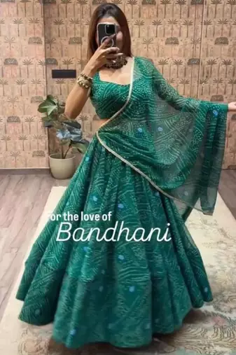 Navratri Blue Printed Lehenga Choli in Georgette