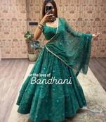 Navratri Blue Printed Lehenga Choli in Georgette