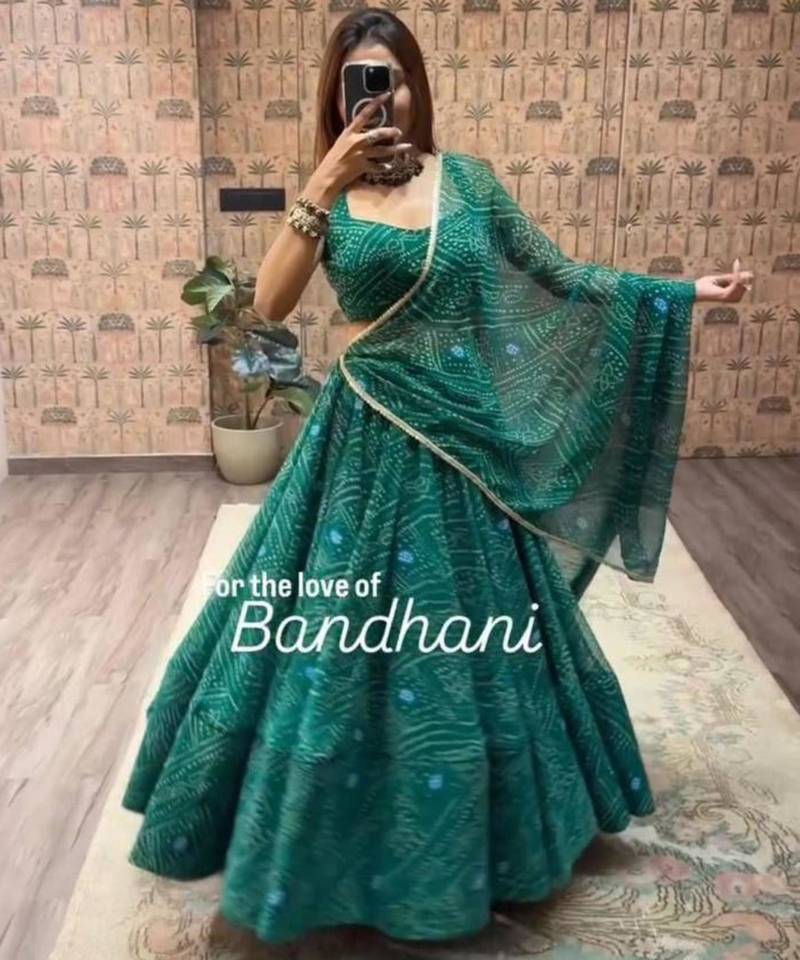 Navratri Blue Printed Lehenga Choli in Georgette