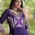 Purple cotton poly embroidered flared gown set