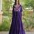 Purple cotton poly embroidered flared gown set