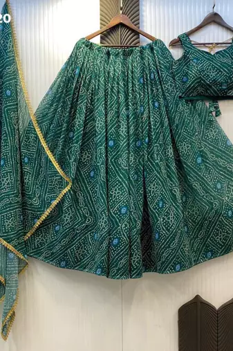 Navratri Blue Printed Lehenga Choli in Georgette