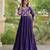 Purple cotton poly embroidered flared gown set