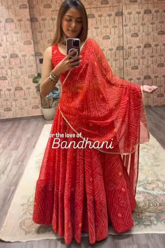Navratri Red Printed Lehenga Choli in Georgette