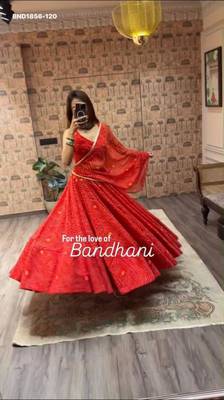 Navratri Red Printed Lehenga Choli in Georgette 3