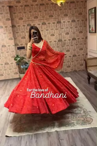 Navratri Red Printed Lehenga Choli in Georgette