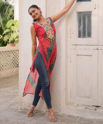 Multicolor georgette printed kurta set 1