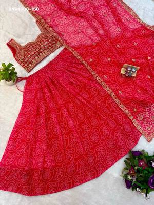 Navratri Rani-pink Printed Lehenga Choli in Georgette 3