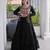 Black rayon embroidered flared gown set