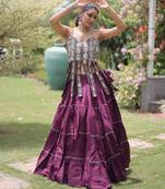 Navratri Purple Dori Detail Lehenga Choli in Cotton Poly