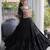 Black rayon embroidered flared gown set