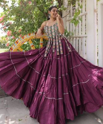 Navratri Purple Dori Detail Lehenga Choli in Cotton Poly 4