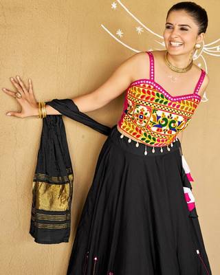 Navratri Black Mirror Work Lehenga Choli in Cotton Poly 1