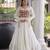 White rayon embroidered flared gown set